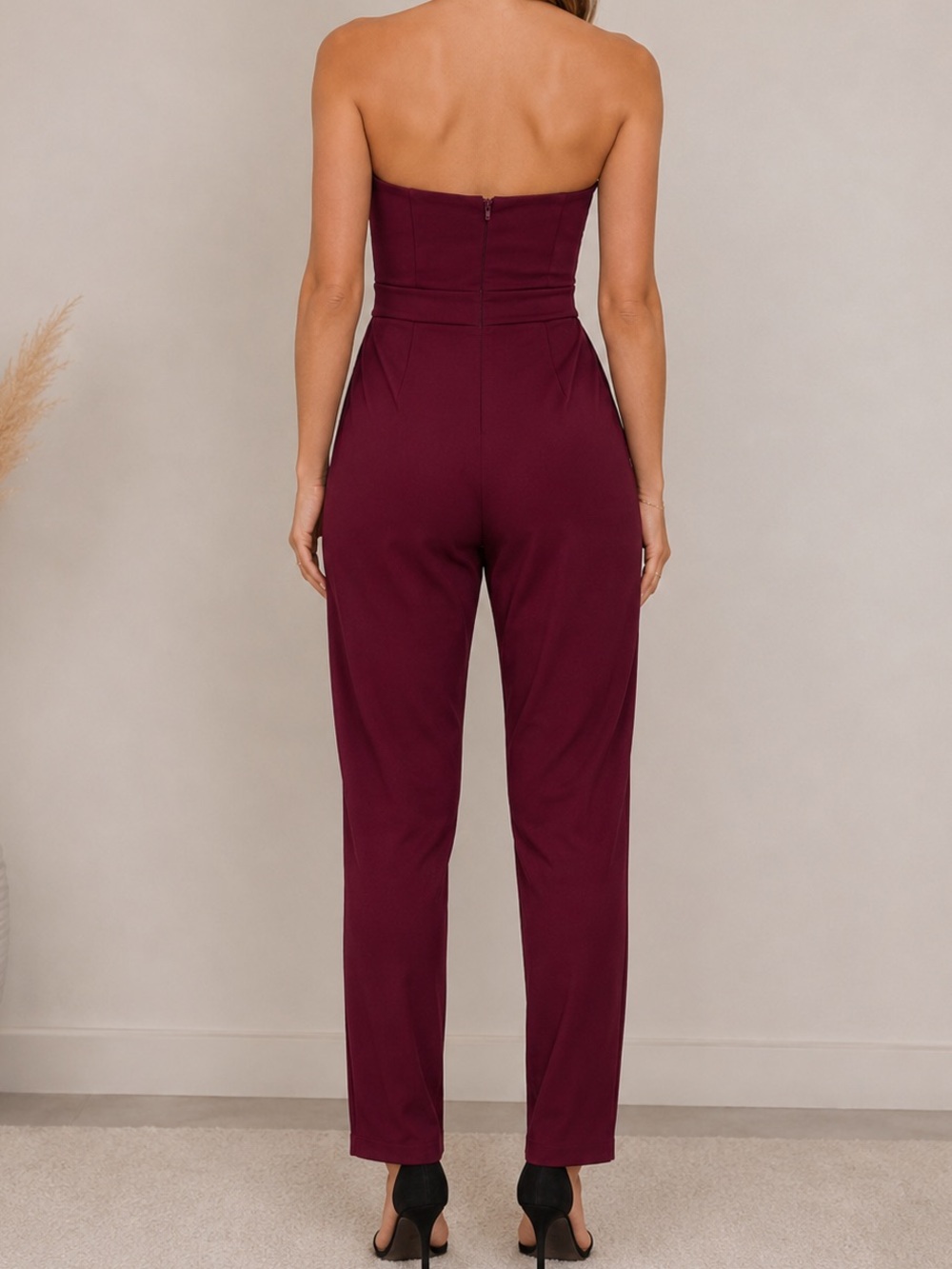 Strapless Jumpsuit Burgundy - Picture 2 of 5